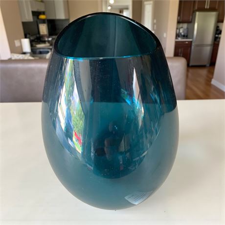 Vintage MCM Orrefors Turquoise Mouth-Blown Art Glass Bowl/Vase