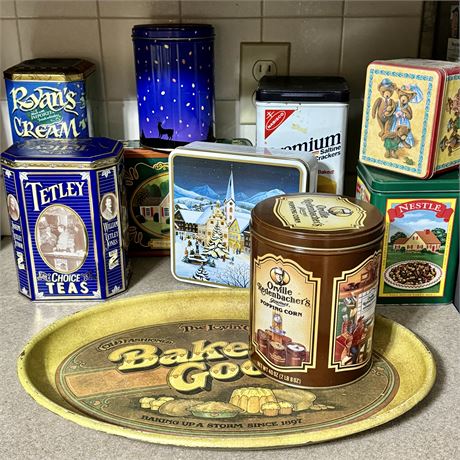 Vintage Advertising Tins and Metal Tray