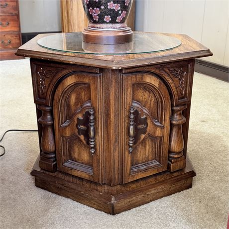 Vintage Octagon Side Table - 19"T x 27"