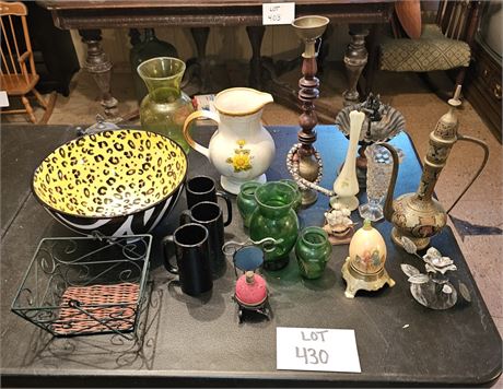 Mixed Decor Lot- Vases, Makasa Pitcher, Fenton Rose Vase & More