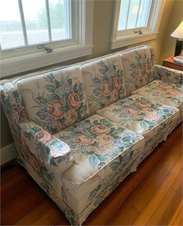 Custom Crafted Pastel Floral Print Sofa/Couch 84 x 33 x 28 H