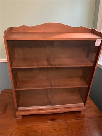 MCM Wood Display Cabinet W/Sliding Glass Doors 38 x 12 x 46