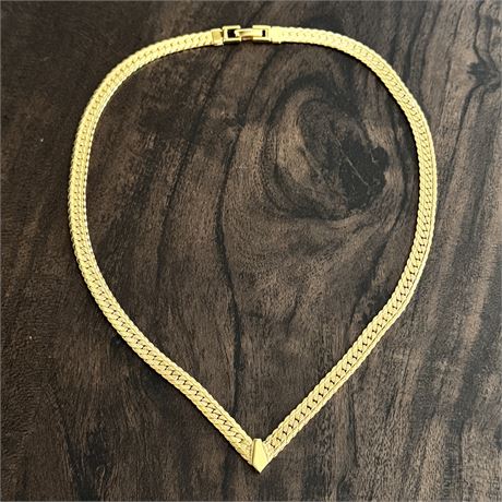 Vintage Napier Gold Tone Chevron Necklace - 17-18"