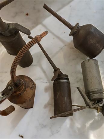 Vintage Metal Oil Can Lot of 5