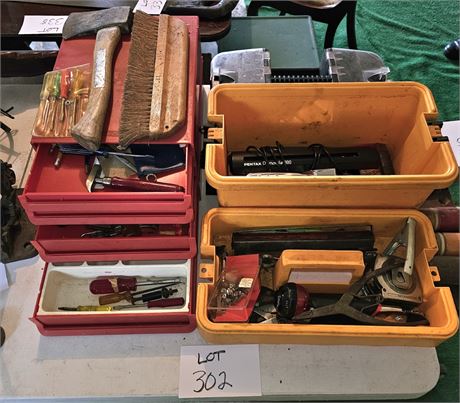 Mixed Hand Tool Lot with Napa Toolbox- Hammers, Fastners, Screwdrivers & More