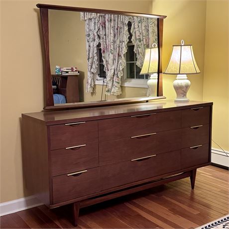 Kent Coffey The Tableau MCM Dresser with Mirror - 54 x 31 x 19"D