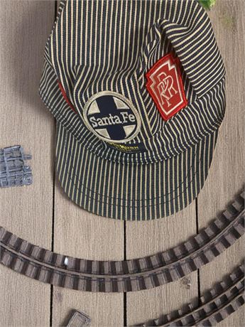Osh Kosh B'Gosh Santa Fe Striped Adjustable Railroad Train Engineer's Hat/Cap