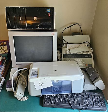Mixed Office Electronics: HP Windows 7, HP Printer, Brothers Fax Machine & More