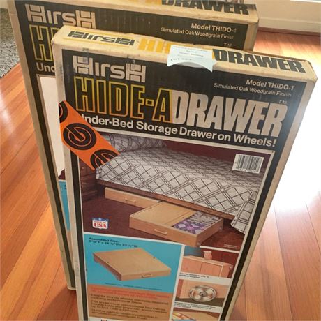 Hirsh Hide A Drawer Under Bed Storage Drawer On Wheels Made In USA Lot of 2