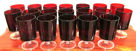 Vintage Ruby Red Footed Glassware