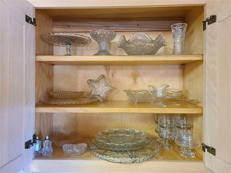 Clear Glass Lot : Pressed / Bowls / Trays / Custard & More