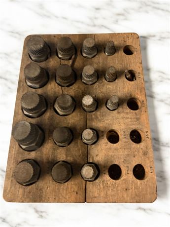 Screw Extractor Set  - Extractors in Wood Holder - Not Complete