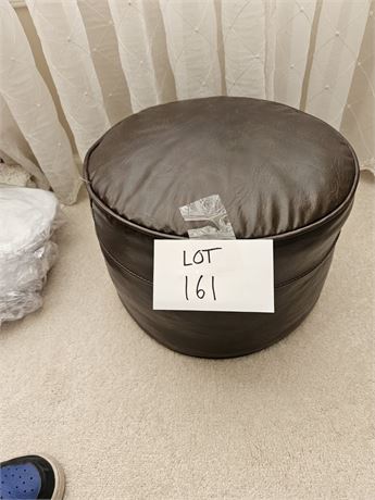 Brown Faux Leather Footstool
