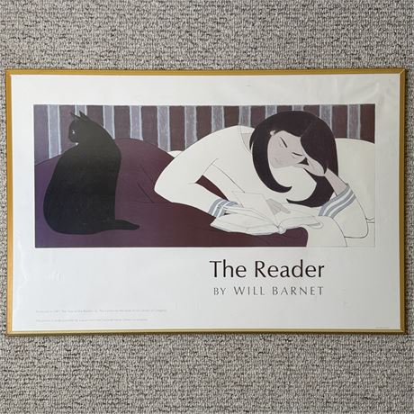 The Reader by Will Barnet 1987 Year of the Reader Framed Art Poster