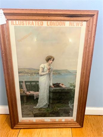 Framed Lithograph Print Marcus Stone's 1903 PaintingHis Ship In Sight