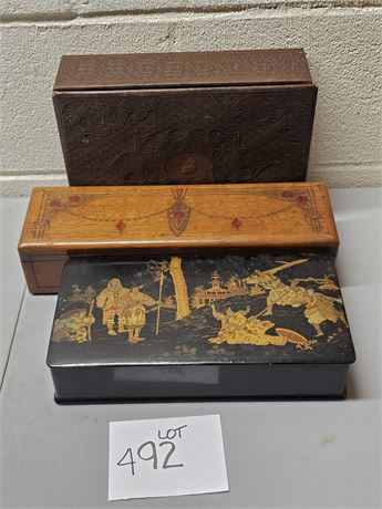 Vintage Storage Boxes:Asian Inspired Glove Box / Wood Glove Box & More