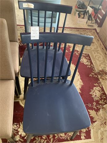 Blue Wood Chairs Set of 2
