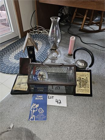 Mixed Decor- Oil Lamp, Candle Holder, Metal Basket & More