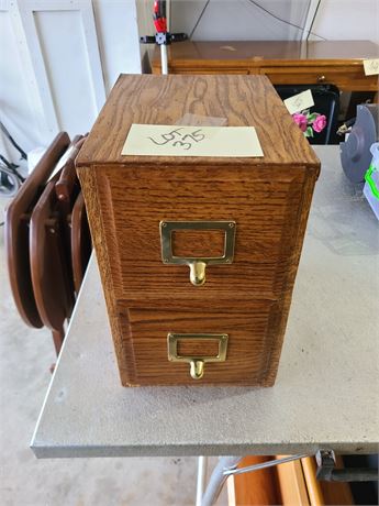 Wood Card File Cabinet for Desk or Table Top