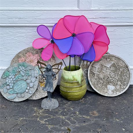 Mixed Garden Accents Bundle - Stepping Stones, Pinwheels and More