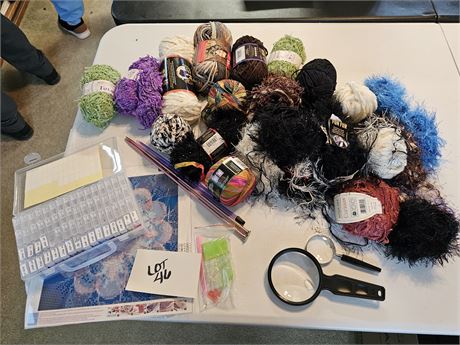 Yarn & Craft Lot: Acyrllic/Nylon/Etc. Small Beads & More