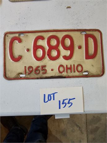 Vintage 1965 Ohio License Plate