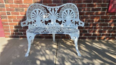 Cast Iron Painted White Bench