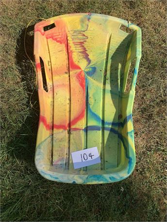 Rainbow Tie Dye Colored Plastic Snow Sled