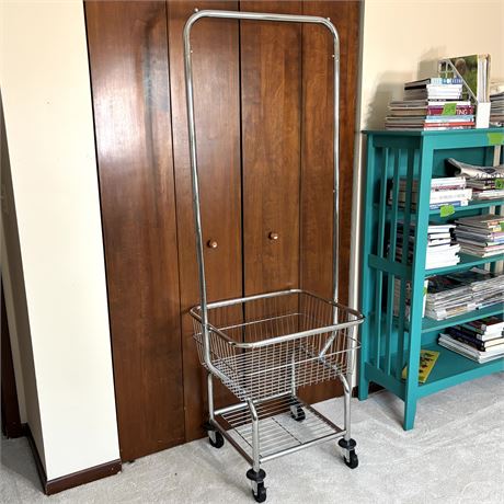 Rolling Laundry Cart w/ Clothes Bar, Heavy Duty