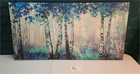 Canvas Vinyl Print "Forest & River" Shades of Blue