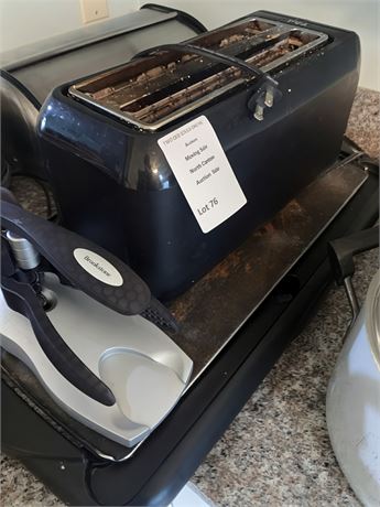 Brookstone Wine Opener, Cooks Essentials Electric Skillet, T-Fal Toaster Lot