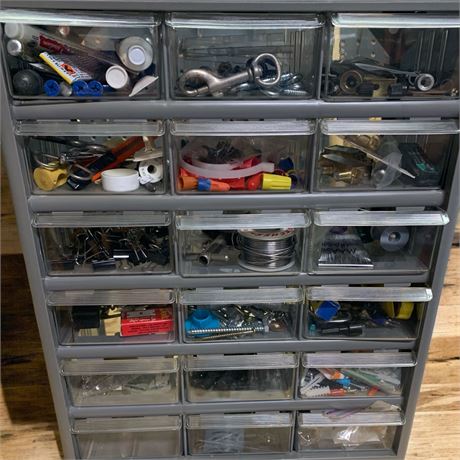 Parts Storage Organizer/Full Of Misc Hardware Items