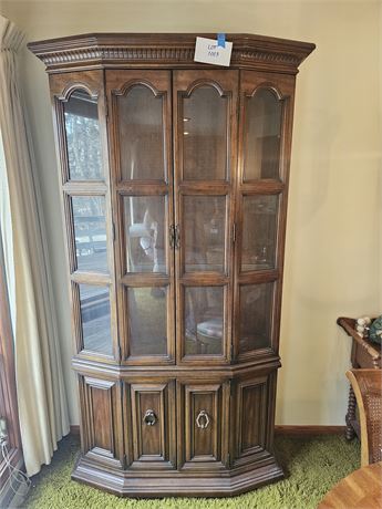 MCM Wood Lighted China Cabinet