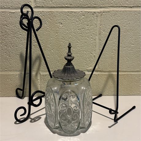 Decorative Lidded Jar and Metal Frame Displays