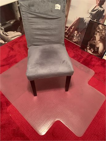 Armless Dining Chair & Plastic Floor Protector Mat