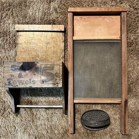 Primitive Soap Stand/Display and Related Items