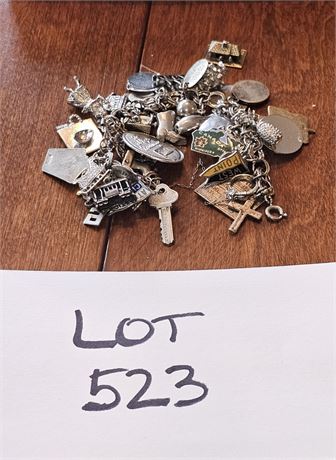 Amazing Vintage Sterling 36 Mixed Charm Bracelet - Mechanical, Travel, Holiday