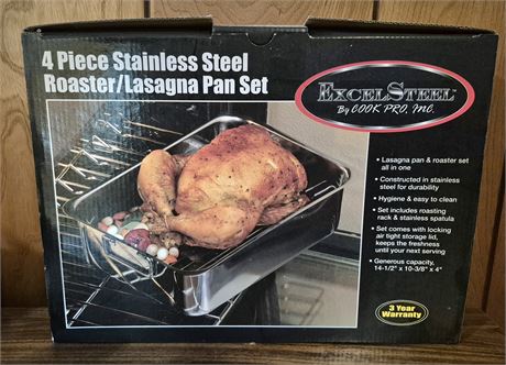 Ex-Cel Steel 4-Piece Roaster/Lasagna Pan