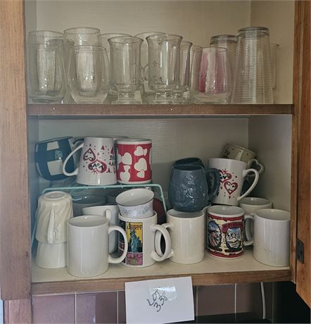 CUPBOARD CLEANOUT DRINKING GLASS ,MUGS CUPS & MORE