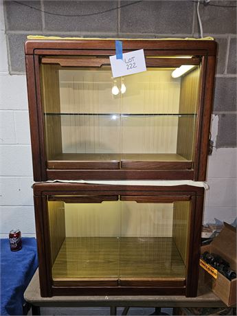 Beautiful Matching Wood & Glass Front Lighted Display Cabinets