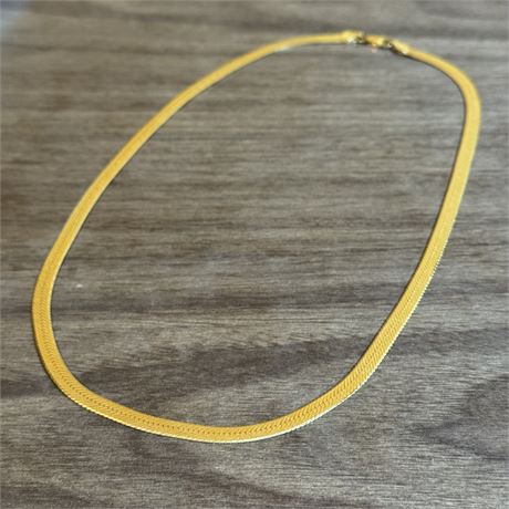 925 Sterling Silver Gold-Toned 20" Herringbone Necklace - 13.05g