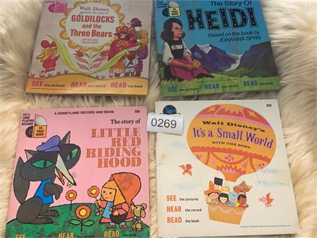 Disney Children's Read Along Record Books - Heidi, Three Bears, Red Riding Hood