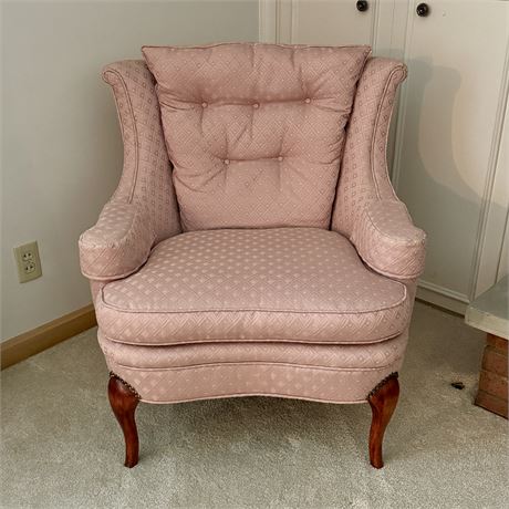 Wingback Style Upholstered Armchair in Blush Pink