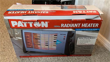 Patton 1500 Watt Portable Radiant Heater MaxFlow Fan With 2 Heat Settings Alarm
