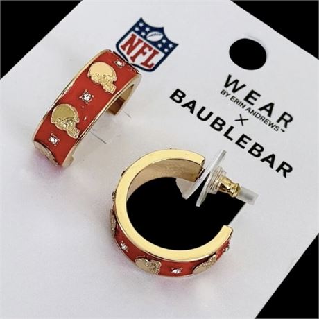 NEW Cleveland Browns Baublebar WEAR X Gold Tone Enamel Hoop Earrings