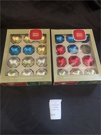 Shiny Brite Glass Christmas Tree Ornament Lot of 2 Boxes