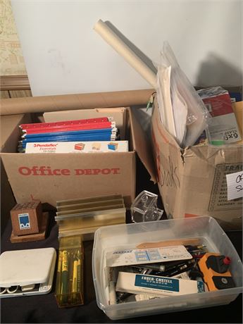 Office Supply Lot File Folders Pens Erasers Scissors And More
