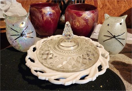 Imperial Candy Dish, Cat figures, Candleholders