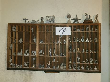 Printers Wood Drawer Full of Small Pewter Figurines - Different Themes & More
