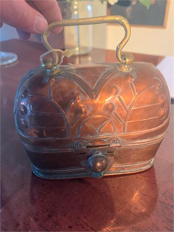 Turkish Hand-Hammered Copper Bathhouse Box W/Handle